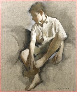 Jeune garçon huile d'Antoine Vincent